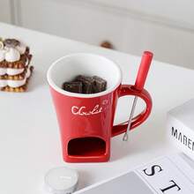 Solid Color Medium-Temperature Ceramic Hot Chocolate Mug, Cheese Mug, Melted Chocolate Mug, Cheese Butter Warmer Mug - Black - View 4