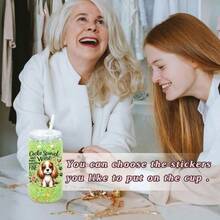 8/4pcs 16oz Double Wall Glass Tumbler, DIY Glitter Mason Jar Cup With Lid, Straw And Silicone Plug - Hand Wash, BPA & PVC Free - Multicolor - View 10