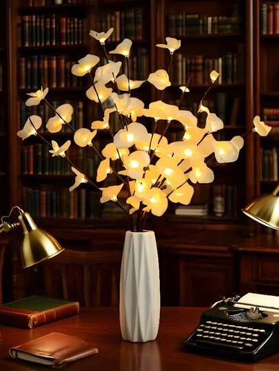 1pc White Orchid Branch Lamp, Vase Decor Light, LED Romantic Atmosphere Light, For Bedroom, Bedside, Living Room, Dining Table, Photo Background, Garden, Patio Decor, Wedding Decor, Suitable For Ramadan, Valentine's Day, Mother's Day, Father's Day, Back To School, Can Be Used As Holiday Gift, Birthday Gift, Housewarming Gift, Wedding Gift