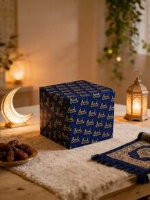 5张/包 斋月开斋节礼品包装纸，多种款式可选，带有星月图案，适用于伊斯兰节日派对和穆斯林庆祝活动，尺寸：19.7 x 27.6 英寸 - 彩色 - 查看 4