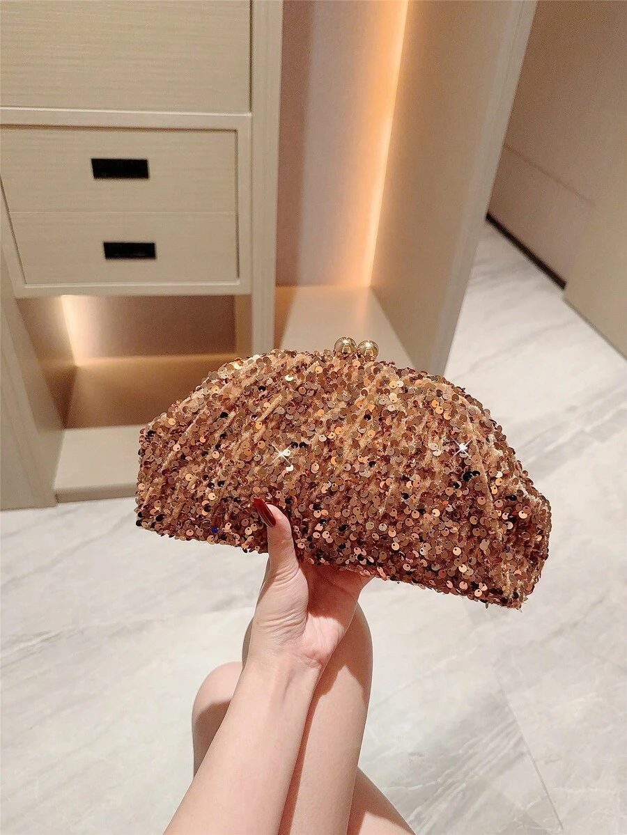 1个棕色复古丝绒手拿包，闪亮刺绣晚宴手提包，优雅精致的女士派对钱包，完美适用于魅力派对、婚礼、舞会和其他正式场合。