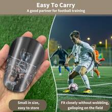 1 par de espinilleras de entrenamiento de fútbol con patrón de campeón, mate/brillante - Almohadillas de entrenamiento de partido - Reutilizables, cómodas de usar - Multicolor - Ver 2