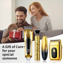 WEEME 4-In-1 Electric Shaver Set For Men - Rechargeable Cordless Electric Shaver With Trimmer, Digital Display, Precision Trimming For Hair And Beard, Perfect Gift For Birthday, Holiday, Father's Day For Dad Or Boyfriend - Gold - View 8