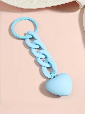 1pc New Heart-Shaped Chain Keychain With Solid Keyring, Minimalist Bag Accessory For Everyday Use, Car Pendant And Phone Strap, Slim Heart Chain Design With Classic Heart Outline, Lightweight And Compact Accessory For Purses, Backpacks, And Key Organization, Ideal Gift For Style-Conscious Carry Enhances Everyday Carry, Promotes Simple Matching With Casual And Formal Outfits, Secure Attachment And Easy Clip Mechanism, Subtle Statement Of Personal Style For Daily Use