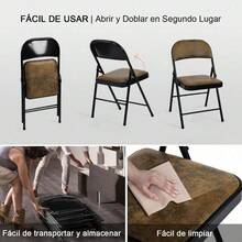 FurnitureR Paquete 4 Sillas Plegables con Marco Metal y Asiento Acolchado Tapizado Tela Gamuza Juego Sillas Plegables para Fiestas en el Hogar y la Oficina Vintage Tela Marrón - Multicolor - Ver 8