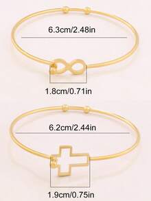 2个开口手镯，不锈钢几何花朵圆形心形手镯，DIY珠宝手链制作材料，手镯底座 - 2件#手鐲 - 查看 7