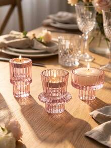 1pc/Set Glass Candle Holder, Elegant Multi-Color Glass Candle Holder, Reversible Design, European Style Romantic Candle Holder For Candlelight Dinner, Wedding Anniversary, Birthday Party, Holiday Party - Multicolor - View 11