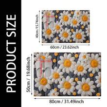 1pc Floral Daisy Pattern Design Microfiber Bath Rug, Non-Slip And Super Soft Bathroom Floor Rugs, Doormat, Bathroom Water Absorption Mat, Machine Washable, Low Pile, TPR Backing, Knit Fabric, ForBathroom, Bedroom, Kitchen, Entryway, Indoor & Outdoor Use, Bathroom Accessories & Decor, Perfect New Home Gift. - Multicolor - View 3