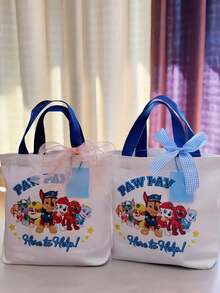 Bolsa de lona con personajes de Paw Patrol como regalo de cumpleaños, regalo de vuelta al colegio, regalo de fin de curso, incluyendo Rubble, Chase, Rocky, Zuma, Skye, Everest, Tracker, Tuck, Ella, Rex, WildCat, Liberty. Bolsa de tote para estudiantes. Bolsa reutilizable y exquisita. Bolsa de tote linda que se puede usar para libros, compras y comestibles. La imagen es solo para referencia, el producto está sujeto al artículo real. Bolsa esencial de viaje - Multicolor - Ver 3