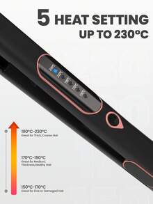1 pieza Alisador/Rizador de cabello cerámico 2 en 1, plancha profesional de titanio, calentamiento rápido, voltaje dual, apagado automático, regalo de Navidad (para mujeres) - Enchufe EU Tipo C(220-240V) - Ver 8