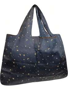 Estiloallydrew Bolsa Grande Plegable De Nailon Reutilizable Para Comestibles, CamuflajeVersióN Mejorada - Luna y estrellas - Ver 7