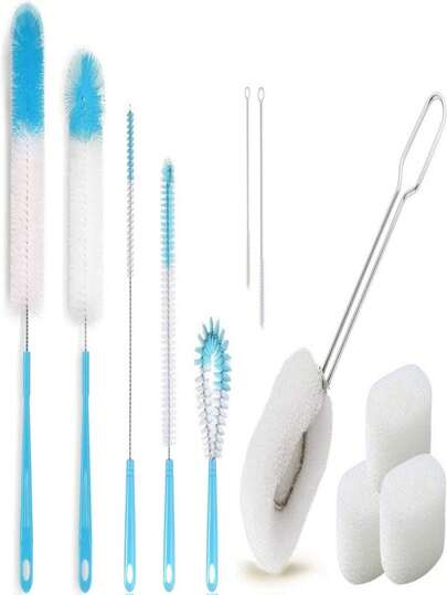 1/5pcs Powerful Bottle Brush Set, Long-Handled Soft-Bristled Water Bottle Cleaning Brush, Durable Toilet Brush, Suitable For Bottled Water, Cocktail Mixers, Sports Water Bottles, Water Bottles, Bottle Caps, Straws, Baby Bottles, Various Bottles, Kitchenware, Household Cleaning Tools (Random Style)