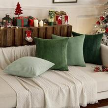 [Free Shipping]MIULEE Boho Farmhouse Sage Green Throw Pillow Covers 16x16 Inch Set Of 4 Mordern Nordic Cushion Covers Soft Corduroy Christmas Home Decor For Couch Bed Sofa Living Room Forest Green - 森林綠 16吋 x 16吋 4件裝 - 查看 4