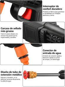 CasaBella Pistola de agua portátil de alta presión, contiene 2 baterías de 48 V, batería de larga duración de 70 minutos, adecuada para pistolas de agua domésticas, limpieza de automóviles, riego de jardines y pisos - Negro - Ver 5