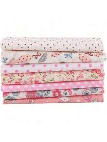 Estilo7 Unids Rosa Flores Cuadrados Tela De AlgodóN, Acolchar Coser Precut Material Sheet, Para DIY Craft Coser Trabajo Hecho A Mano(25 * 25Cm)VersióN Mejorada - 1 - Ver 5