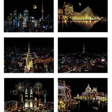 Adult Scratch Art Set - Elegant City Night Scenery, Creative Handmade Relief Painting, Wall Decor, Scratch Stickers, Holiday Gift Set, Includes Scratch Tools And Cardboard Materials - Multicolor - View 3