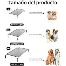 NOVAKA Cama para Perro, 102 * 69 * 21cm Cama Elevada para Perro Portátil con Malla Lavable y Transpirable, Marco de Metal, para Uso Interior, Exterior y Camping (Negro, X-Large) - gris-XX-Grande - Ver 5