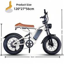 Adult Electric Bicycle With 20-Inch Wide Tires, 750W Motor, 36V 15Ah Battery, Top Speed 45-50 Km/H.Black And White - 黑與白 - 查看 8