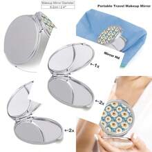 Espejo pequeño compacto para monederos - 1x/2x aumento elegante margarita 1 impresión pequeño espejo de mano para mujeres y hombres mini bolsillo plegable portátil de viaje espejos de - Rosado Sandía - Ver 3