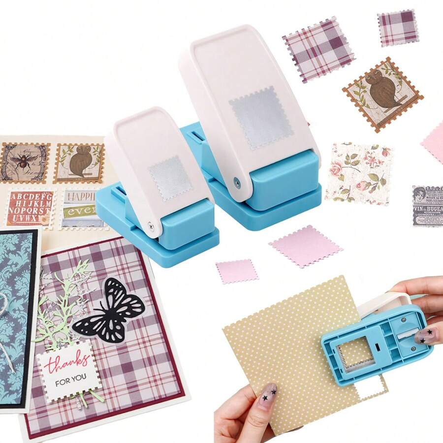1-Inch/1.5-Inch Square Stamp Punch, Large Square Stamp Punch, Lever-Style Paper Punch, For Crafting, Stamp Punching, Square Paper Punching, Suitable For DIY Scrapbooking - Multicolor - View 1