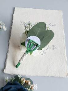 1 Peça Boutonnière de Casamento Vintage, Flor Artificial Rosa Boutonnière para Noivo e Padrinhos para Cerimônia de Casamento, Aniversário, Jantar Formal e Formatura, Verão, Praia - Flor na lapela - Visão 4