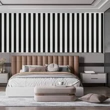 1 Roll Black & White Striped Removable Vinyl Wallpaper, Suitable For Kitchen Countertops, Furniture Renovation, Bedroom, Dorm, Home Decor, DIY Easy Installation, Peel And Stick Wallpaper, Size: 17.7" X 196.8"/118.1", Wall Paper, Room Decor, Wall Decor, Living Room Decor - Black and White - View 4