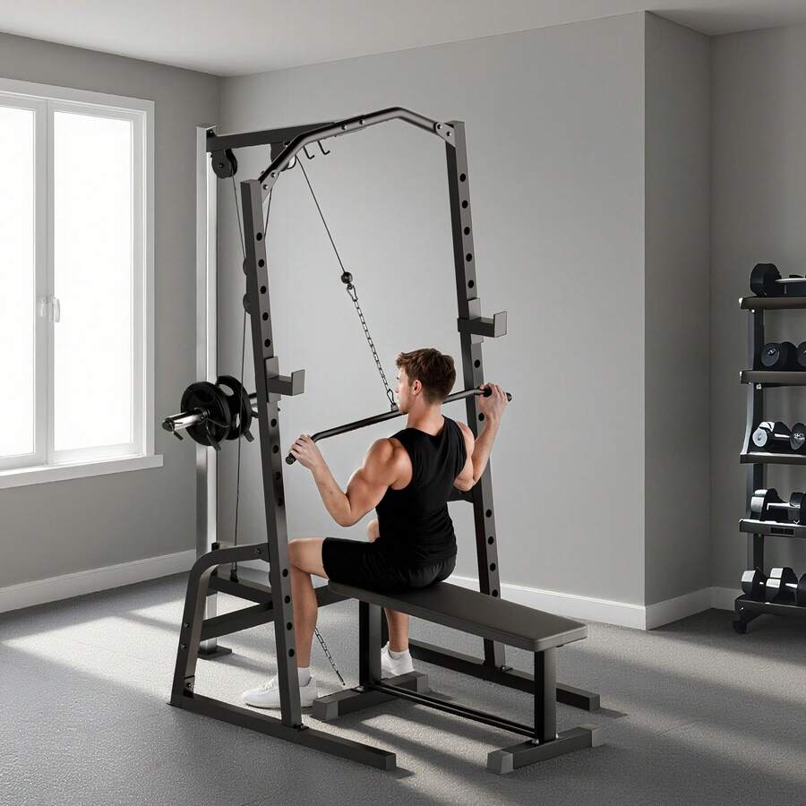 SPORTNOW Cable Crossover Machine, Multi-Functional Power Rack With Cable Pulley System, 15-Level Squat Rack, Pull Up Stand And Push Up Stand, For Home Gym Workout - Black - View 1