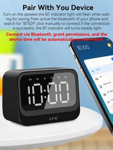 BT529, A 2-In-1 Alarm Clock And Speaker With A Large LED Display, High Volume, And High-Quality Sound. - one-size - View 11