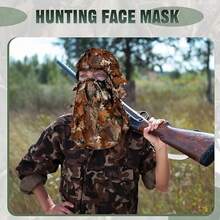 3D Leaf Camouflage Full Face Mask, Outdoor Camo Head Cover - American Big Tree - View 6