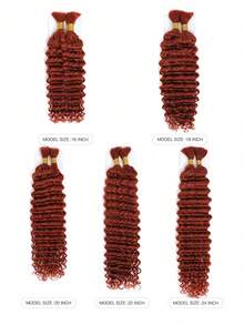 2pcs Braiding Hair Bulk No Weft Deep Wave Crochet Human Hair Solid Color 350A# Virgin Human Hair Extension Knotless Braids Hair Extensions - S350A - View 3