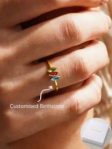 Customized Oval Birthstone Ring, Can Be Set With 1-5 Birthstones. Personalized Fine Jewelry, Exclusive Birthstone Ring, Elegant Ring, Promise Ring, Minimalist Ring, Anniversary Gift, Mother's Day Gift, Christmas Gift, Graduation Gift, Holiday Gift