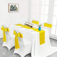4-Pack Yellow Satin Table Runner 12 X 108 Inch Long Bright And Smooth Silk Fabric Table Runner For Wedding Banquet Birthday Party Decoration - Yellow - View 6