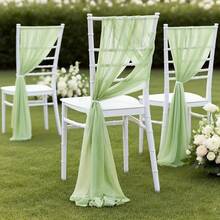 1/5/10/20 Stücke Stuhlschärpe, salbeigrün & rosa Schleife, Hochzeitsgang Stuhl Dekoration, geeignet für Gangdekoration, Partyveranstaltungen, Taufe - Verschiedenfarbig - Übersicht 6