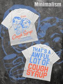 "Cough Syrup Breakfast Of Champions" Graphic Tee( Graphic Tees, 220g Pure Cotton T-Shirt ) Vintage T Shirts, Funny Shirts, Y2K Style, Fun Patterns T-Shirt, Street Style, Men's Pattern T-Shirt, Simple Design, Retro Casual, Hip-Hop Style. Suitable For Outdoor Leisure Sports, Family Gatherings And Friends' Dinners. - 白色 - 查看 1