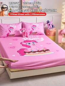 2/3件組 My Little Pony 印花包床單套組，親膚床墊套，舒適柔軟，多尺寸，適用 Full/Twin/Double/Queen/King 床，可機洗，卡通角色設計 - 彩色 - 查看 10