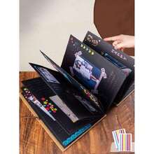 Álbum de fotos DIY Scrapbook - Álbum de fotos plegable tipo acordeón - Libro de recuerdos con páginas Kraft de tapa dura para viajes, aniversarios, bodas y San Valentín (Interior Negro),37267619 - Rosa vieja - Ver 6