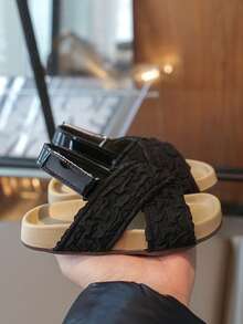 1 Pair Girls Open Toe Sandals, Soft Sole, Fashion, Korean Style, Princess, Student, Cute, Versatile, Baby Sandals, Summer - Brown - View 1