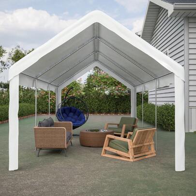 3x6m Car Tent Garage – Double Roll-Up Door For Full Access, Robust And Moisture-Resistant – With Removable Roof And Side Panel