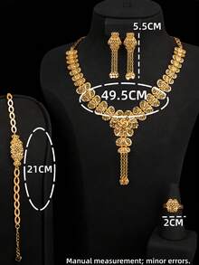 Bộ 5 chiếc dây chuyền dài hình nhụy hoa rỗng, mạ vàng 18K trên chất liệu đồng với điểm nhấn vàng sâm panh, kiểu dáng thanh lịch với tua rua mềm mại, phong cách Pháp lãng mạn Dubai, thích hợp cho cô dâu, đám cưới, ngày Valentine, kỷ niệm, quà tặng cho phụ nữ. - Rượu sâm banh - Xem 4