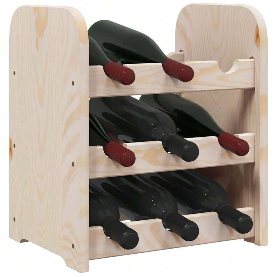 vidaXL Weinregal 33x25x37 cm Massivholz Kiefer - Braun - Übersicht 1