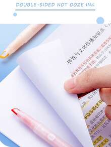 5pcs Double-Headed Fluorescent Highlighter Pens With Visible Window, Suitable For Daily Highlighting, Drawing, Marking, Plastic Material, Suitable For Office, School Supplies, Gifts, Back To School Season - Multicolor - View 10