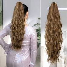 Claw Shaped Ponytail Extension Hair Accessory Black Brown Gradient Red Gradient Purple Gradient Pink Gradient Blue Gradient Brown Multi-Color 24 Inch Water Ripple Heat-Resistant Fiber Synthetic Ponytail Wig, Suitable For Women's Christmas, Halloween Parties And Daily Use - Two-Tone - View 18