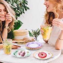 Tyzarglef 48 PCS Floral Paper Plates For Tea Party Decorations, 7 Inch Disposable Dessert Plates For Bridal Shower, Garden, Wedding, Mother'S Day Afternoon Tea Party - ColorA - View 4