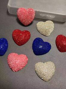 1pc Flat Back Red White Blue Pink Heart Resin Luxury Bling Rhinestones Charms Accessories Junk Phone Case Makeup Mirror Decoration Kawaii Refrigerator Sticker Hairpin Car Air Outlet Decorations Diy Crafts - Heart - View 6