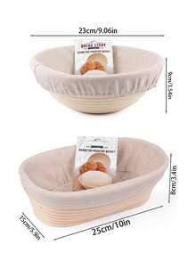 2pcs/1pc Bread Fermentation Basket Set, Complete Yeast Bread Fermentation Set, Baking Set, 9-Inch Round And 10-Inch Oval Fermentation Baskets, Suitable For Hand Baking And Fermentation - Multicolor - View 9