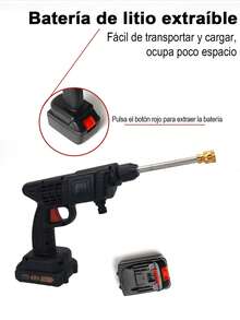 Pistola de Lavado de Alta Presión Portátil, Hidrolimpiadora sin cable 48V Hidrolimpiadora portátil a batería Hidrolimpiadora de alta presión para lavar coches Limpiar suelos Regar flores Pistola Inalámbrica Hidrolavadora Portátil Batería Litio - Negro - Ver 7