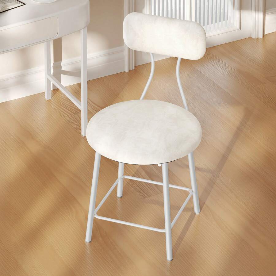 Hzuaneri Dressing Table Chair With Gold Legs, Vanity Stool Chair With Soft Padding, Makeup Dressing Table Stool For Bedroom, Living Room, Velvet Pink - White - View 1