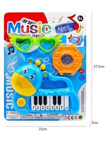 Piano digital electrónico de 10 teclas con Gafas de sol para niños, juguete musical multifunción con piano simulado, modo dual de instrumento musical, juego educativo e interactivo, regalo para niños y niñas, accesorios aleatorios incluidos, baterías no incluidas. Un nuevo diseño de un teclado electrónico de 10 teclas con Gafas de sol para niños para regalos de Navidad y Año Nuevo, con una forma suave que se aparta de los diseños tradicionales de juguetes electrónicos. Este juguete temático de Halloween está hecho de plástico, viene en colores brillantes. Juguete de Piano Electrónico de 10 Teclas con Gafas de sol para Niños - Instrumento Musical, Personajes de Animales Coloridos, Juego Interactivo para Rosa/Azul. - Azul - Ver 2