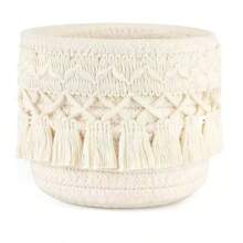 1pc Handmade Woven Cosmetic Storage Box, Makeup Organizer, Mini Basket, Boho Decor Basket, Small Storage Basket, Boho Beach Style Room Decor, Makeup Brush Holder, Brush Holder, Ivory Color Pouch, Brush Holder, Brush Rack, Perfume Storage Box, Cosmetic Bag, Gift For Her, Christmas Gift, Ideal For Bedroom, Living Room, Office, Back To School , Makeup Room Decor - Multicolor - View 13