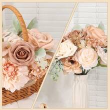 [Free Shipping]Artificial Flowers Combo Box Set Fake Flowers With Stems Artificial Bouquet Flowers For Wedding Centerpieces Arrangements Ba By Shower Party Home Decor - 優雅香檳 - 查看 6